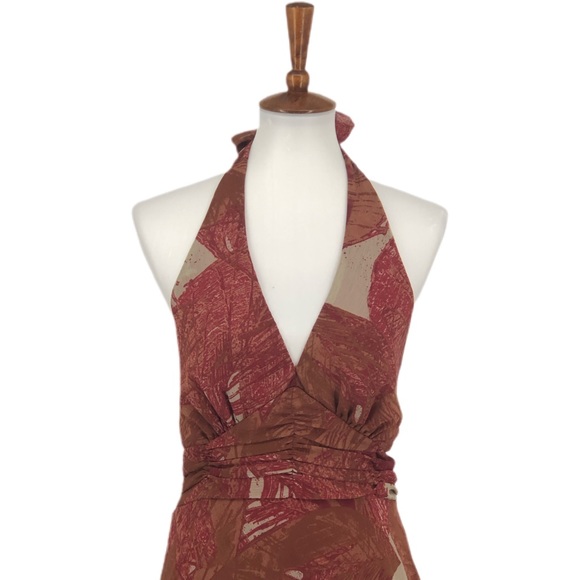 Jonathan Martin Red Printed Halter Dress, Size 12 - Picture 2 of 7